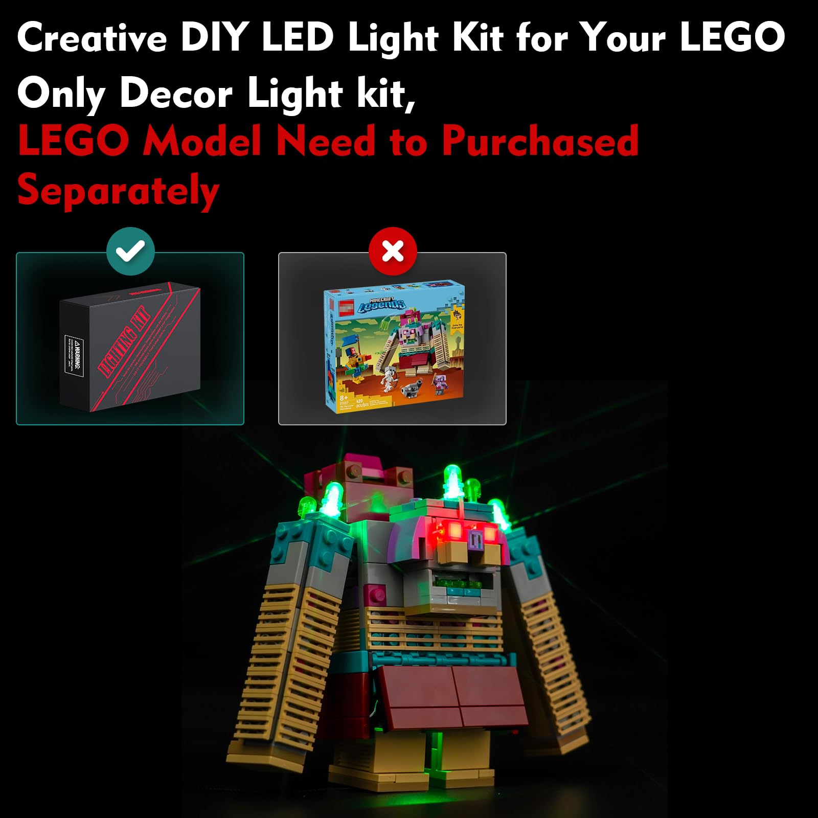 LocoLee Led Light Set Compatible with Lego 21257 The Devourer Showdown Led Decoration Lighting Kit Compatible with Lego 21257 Building Blocks Model,Only Lights Set,No Model - Image 2