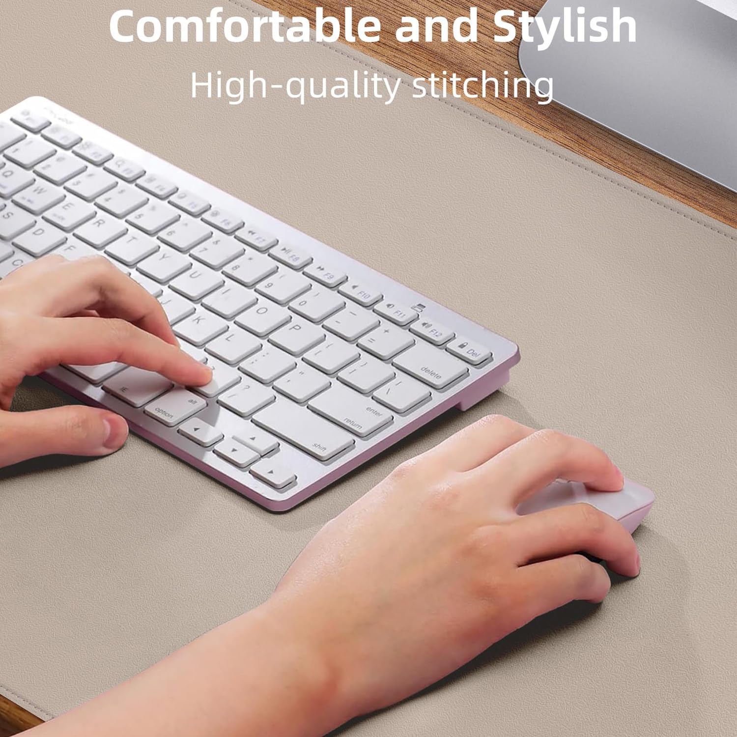 Cuero Almohadilla de Mesa para el ratón Desk Pad Large Mouse Pad Mat Antideslizante Tabla Computadora Portátil Bloque de escritura Oficinas y Familias (Beige, 80x40cm)