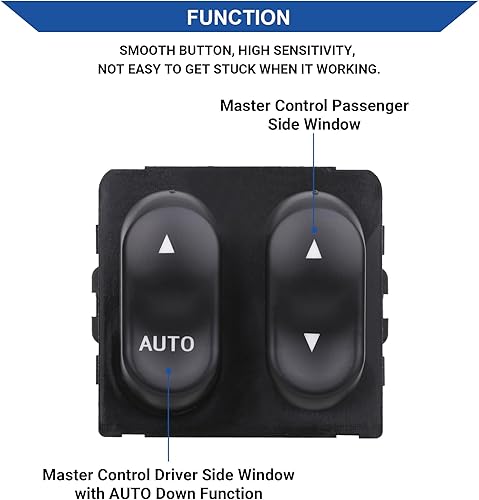 Miniatura 4 de Power Master XL3Z14529AA - Interruptor de ventana compatible con Ford F150, F250, F350, Lobo 1999-2002, bloqueo de ventana, control de abajo