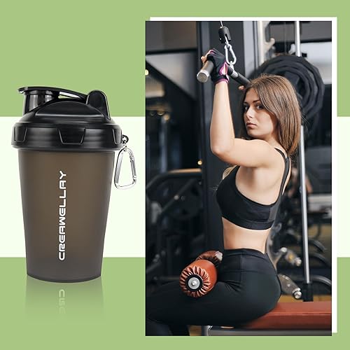 Miniatura 9 de Paquete de 2 botellas agitadoras para mezclas de proteínas, botella agitadora de proteínas pequeña de 17 oz con asa, tazas agitadoras de gimnasio