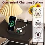 MUTUN 20" Small Nightstand with Charging Station, Mini Fridge Stand, Square Side Table, End Table for Living Room, Bedroom Beside Table, Table De Chevet, Black