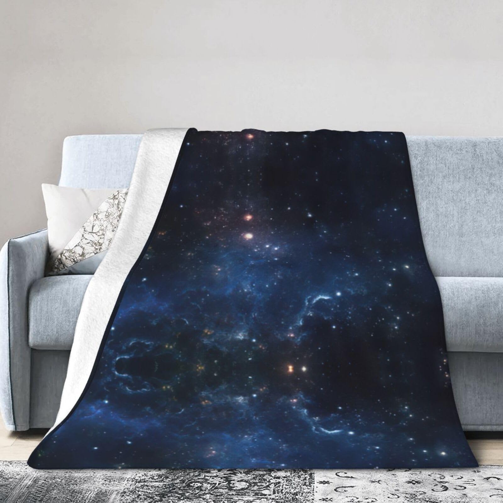 Uusnwaa Soft Cosy Fleece Warm Throw Galaxy Space Starry Sky Print Blanket