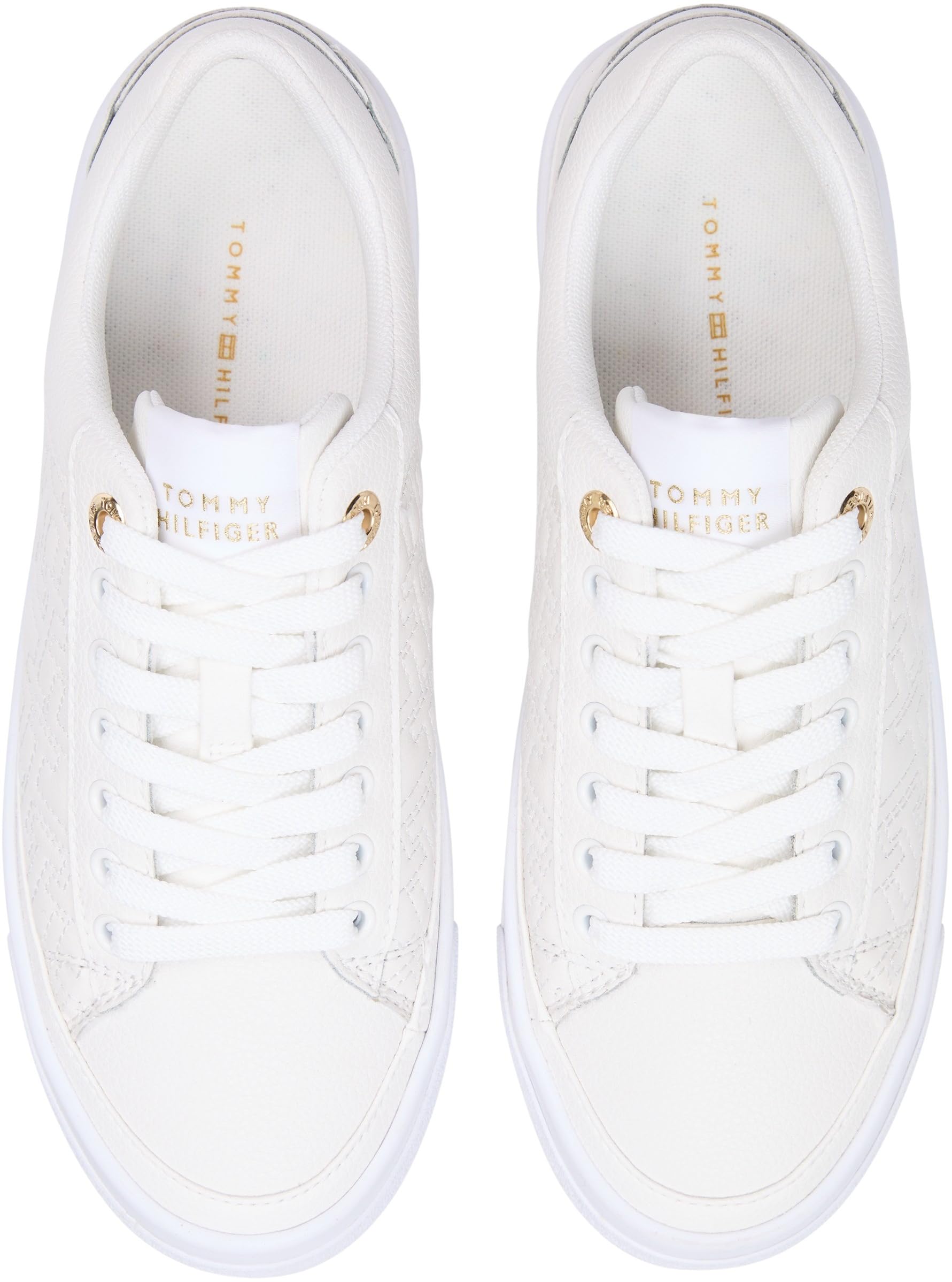 Tommy Hilfiger Donna Sneakers con Suola Preformata Platform Quilted in Pelle, Bianco (Ecru), 40