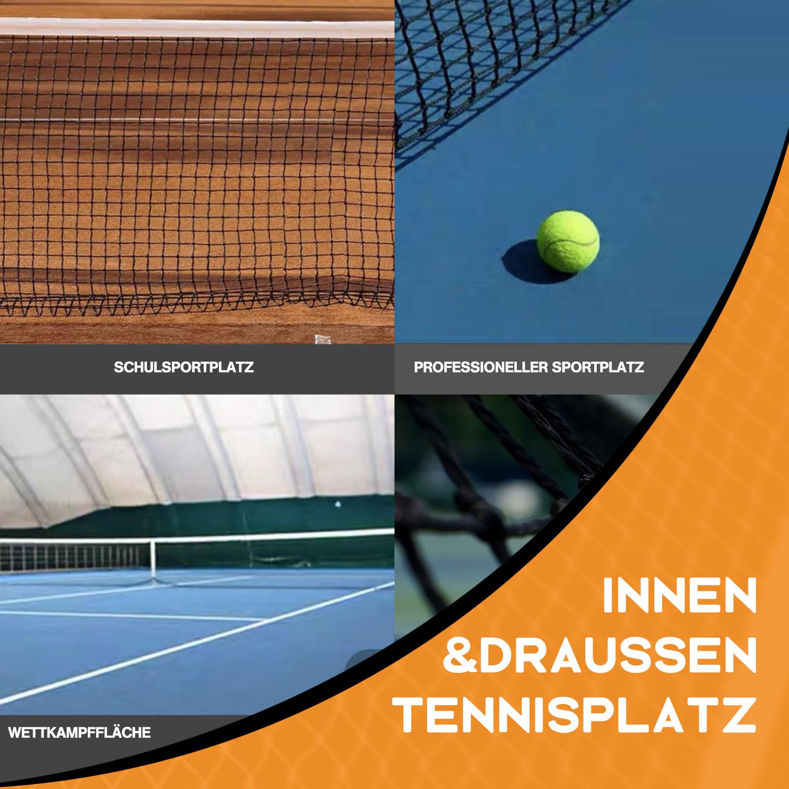 Katop Tennisnetz 12.8×1.06m Professionelles strapazierfähiges Nylon-Netz für Kinder-Tennisjunkies, kompatibel mit Allen Standard-Tennispfosten, inklusive Innen- und Außenplatz
