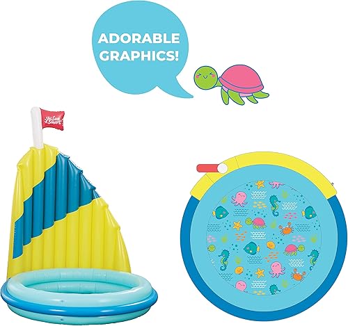 Miniatura 2 de SunSmart Shade N Play - Piscina para niños con vela giratoria de 360 grados, mini inflable de doble anillo resistente para niños chapotear y jugar,