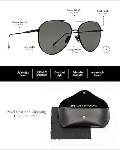 Miniatura 2 de DIFF Eyewear Dash Designer Aviator Sunglasses for Men and Women 100 UVAUVB Protection