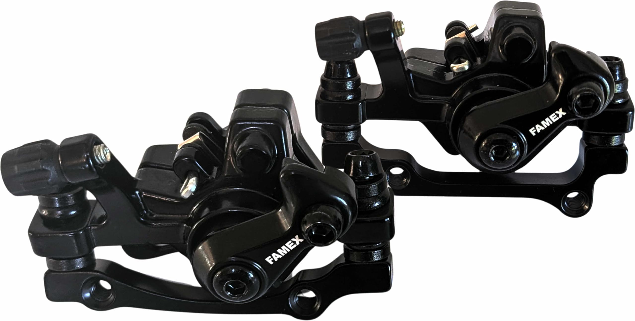 FAMEX RIDE® Premium Mechanical Disc Brake Calliper Set, Black Steel, F160/R140 and F160/R180, Universal Front and Rear Mount for Mountain Bikes and Road Cycles