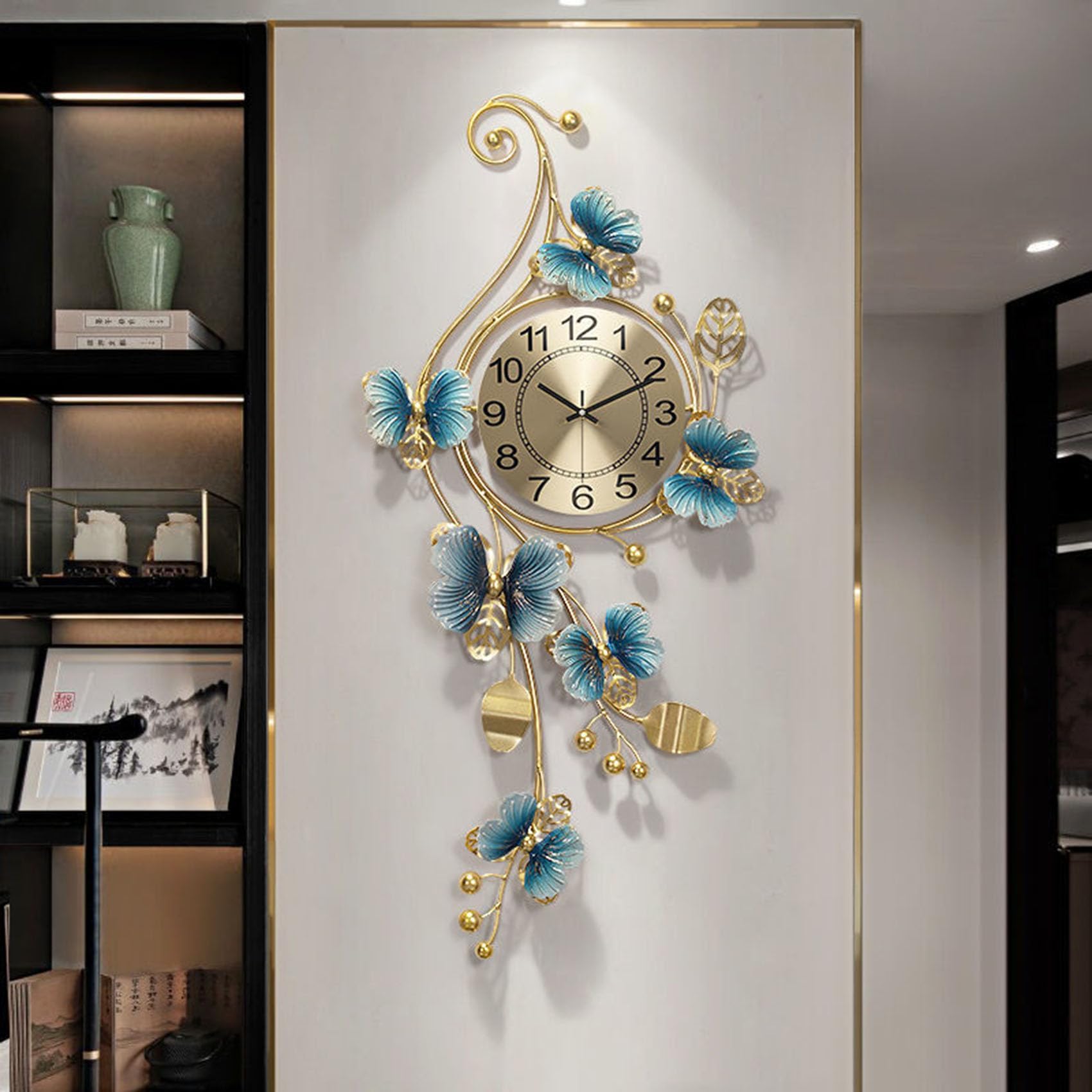 Horloge murale en métal moderne de 43x90 cm grand format vintage style