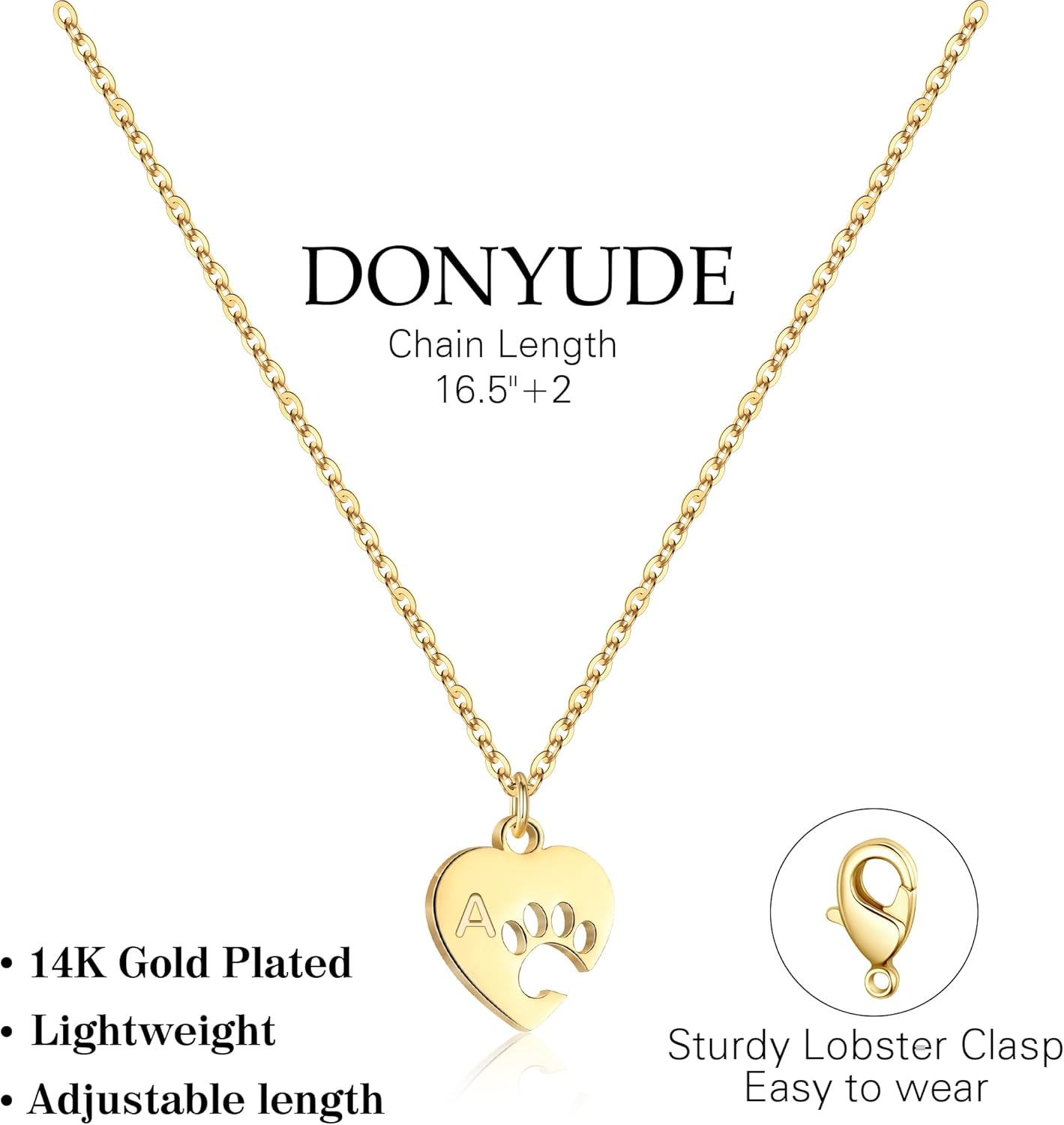 Memorial Gifts for Dog lover Cat lover Initial Neckalce for Women with Paw Dainty 14k Gold Plated Heart Necklace Mothers Day Dog Mom Gifts Birthday Gift for Pet Lovers - Image 7