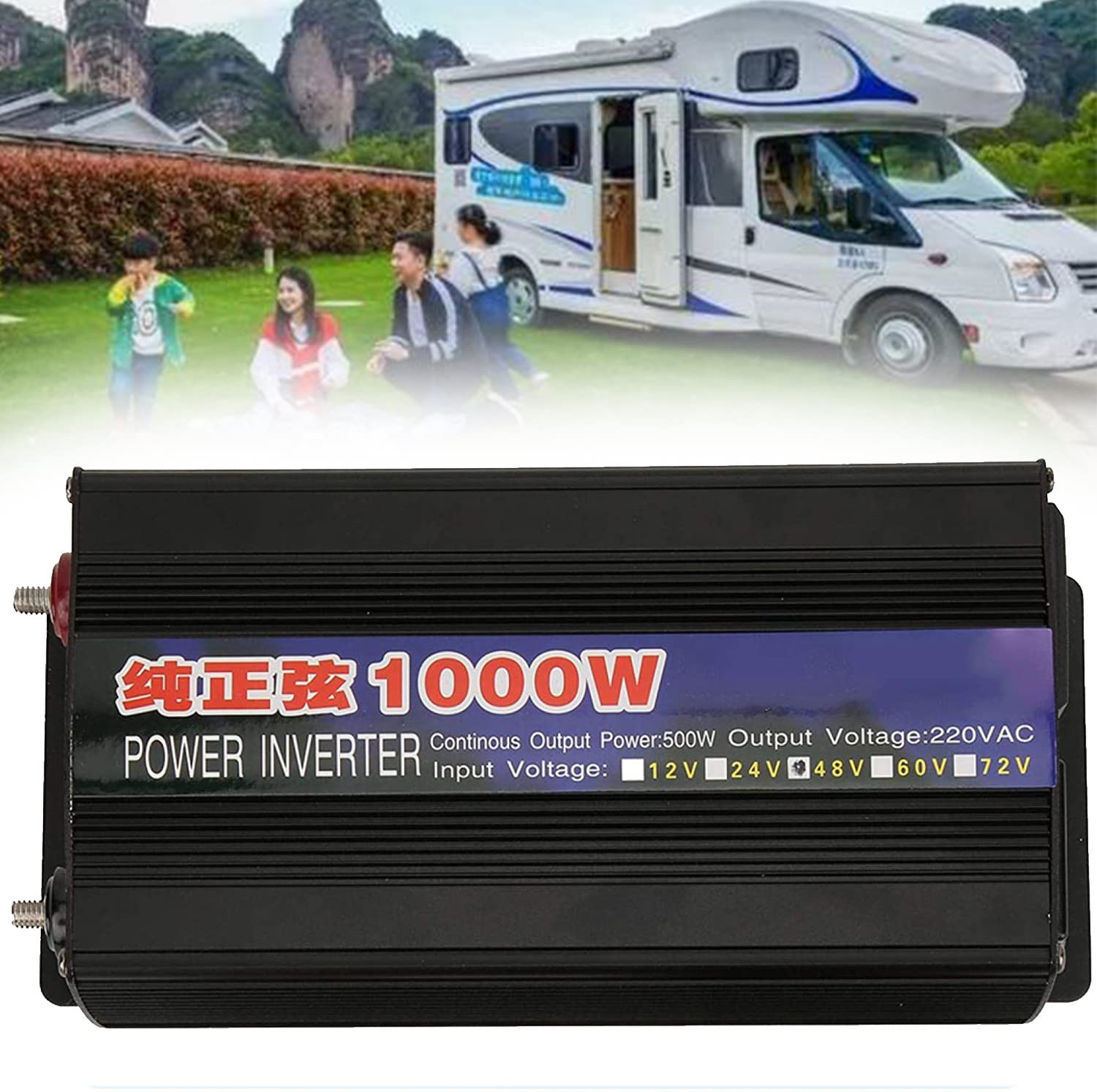 1000w 1600w 2000w 2600w 3000w 4000w 5000w 6000w Przetwornica Czystej Fali Sinusoidalnej-Przetwornica 12v/24v/48v/60v Dc 220v Ac Z Wyświetlaczem Led, Do Podróży Na Zewnątrz,1000W-12Vto220V