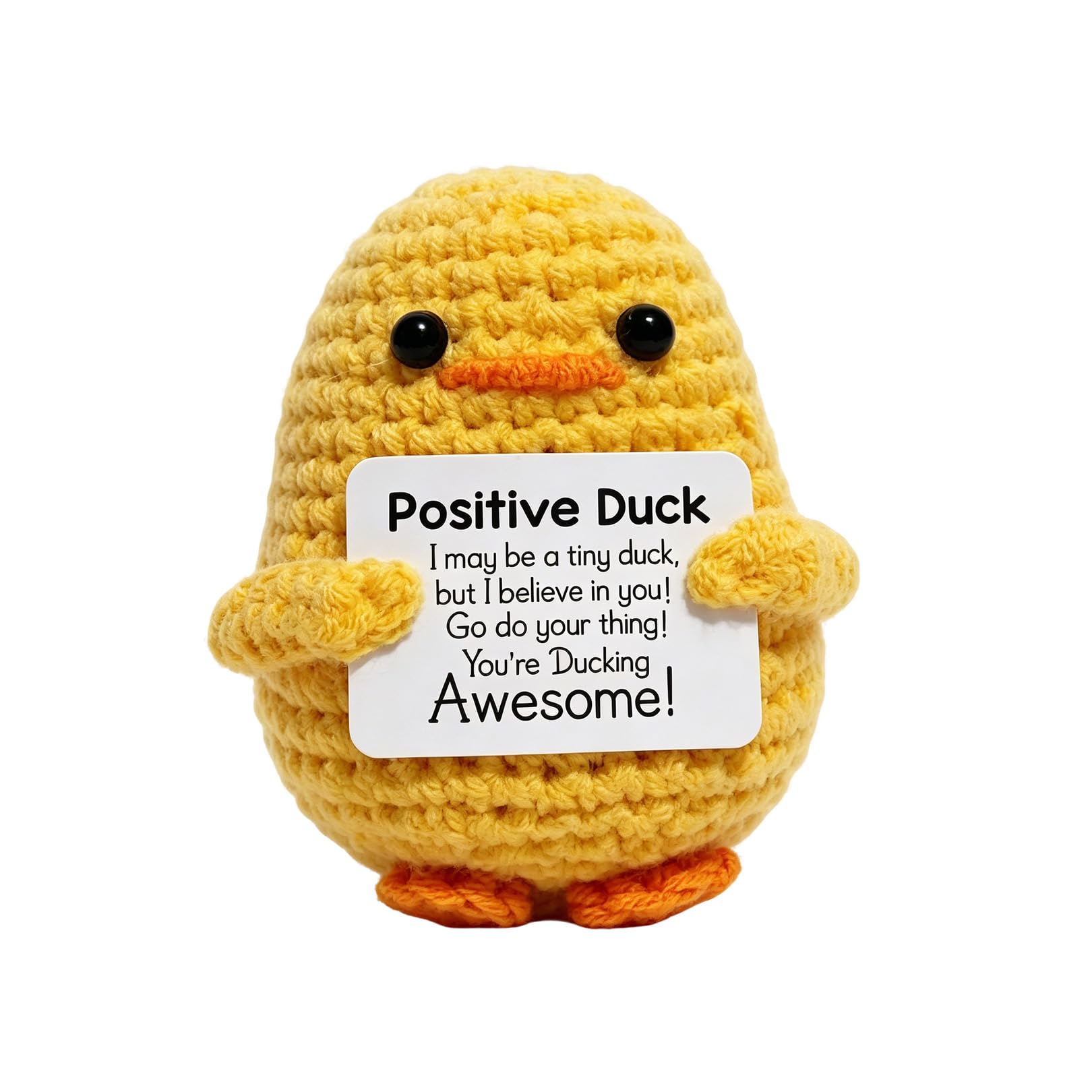 Oberlyn Positive Duck Gifts,Exam Good Luck Gifts,Emotional Support Gift,Funny Positive Crochet Animals,Exams Graduation Knitted Lucky Duck for Adults Women Men Girlfriend Boyfriend Him Her (Duck)