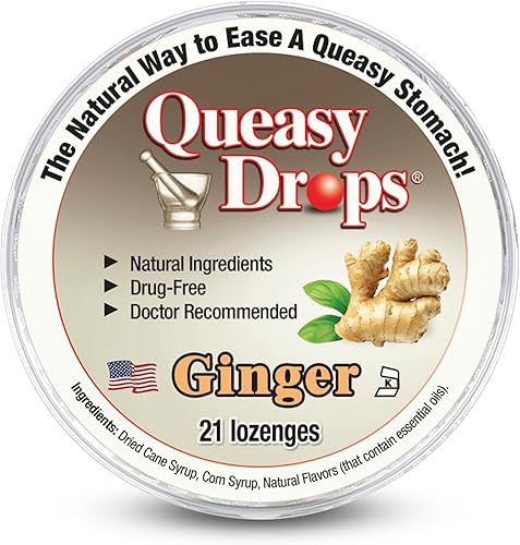 Miniatura 10 de Queasy Drops - Paquete de 3: 21 gotas cada una, sin drogas y sin gluten, cinco sabores: té verde con limón, jengibre, frambuesa, plátano y cola, 21