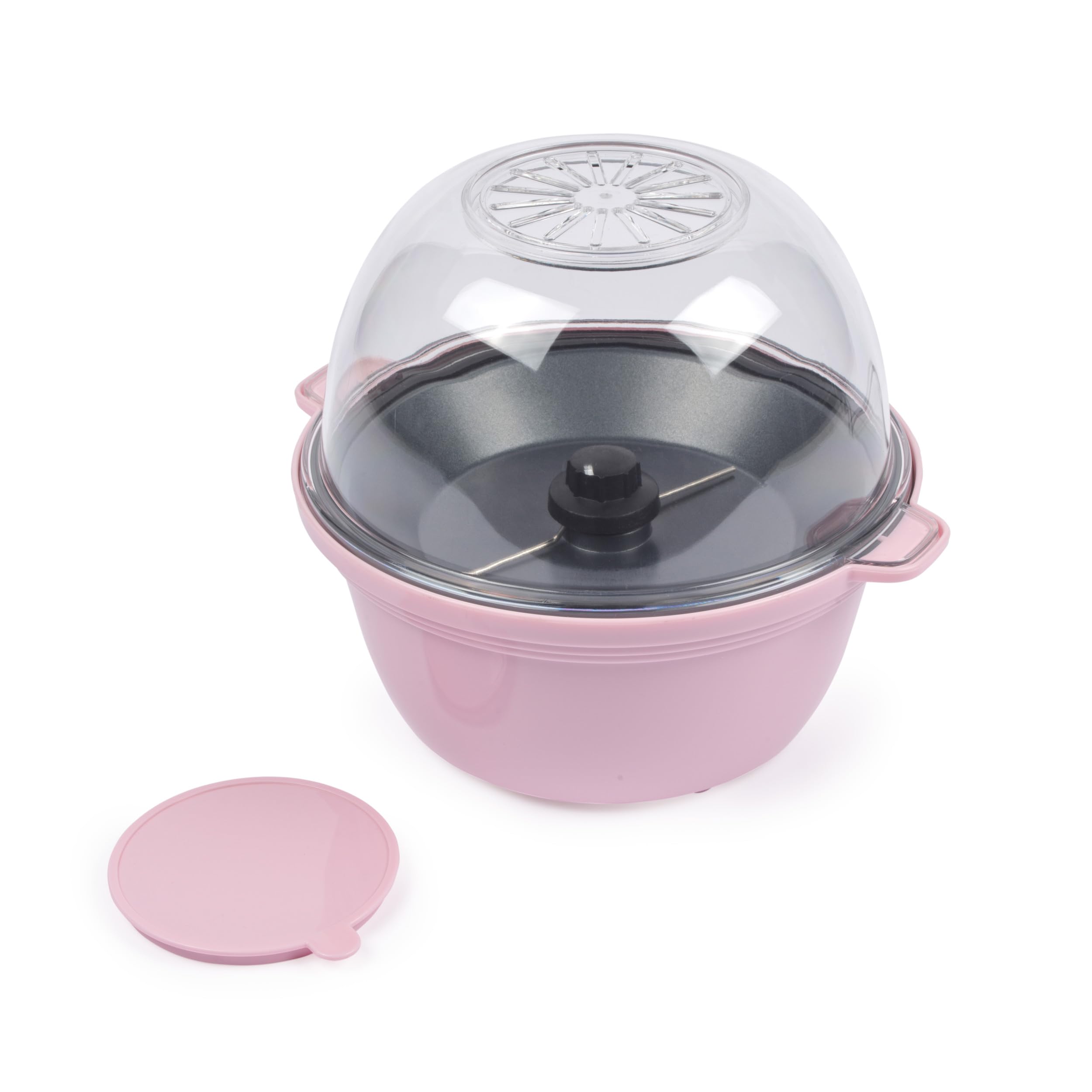 Giles & Posner Mini Popcorn Maker Machine – Non-stick Corn Plate, Hot Air Popcorn Popper, Electric Stirring, Cool Touch Handles, Healthy Fat-Free Snack, Mess-Free with Serving Bowl & Spoon, 500W, Pink