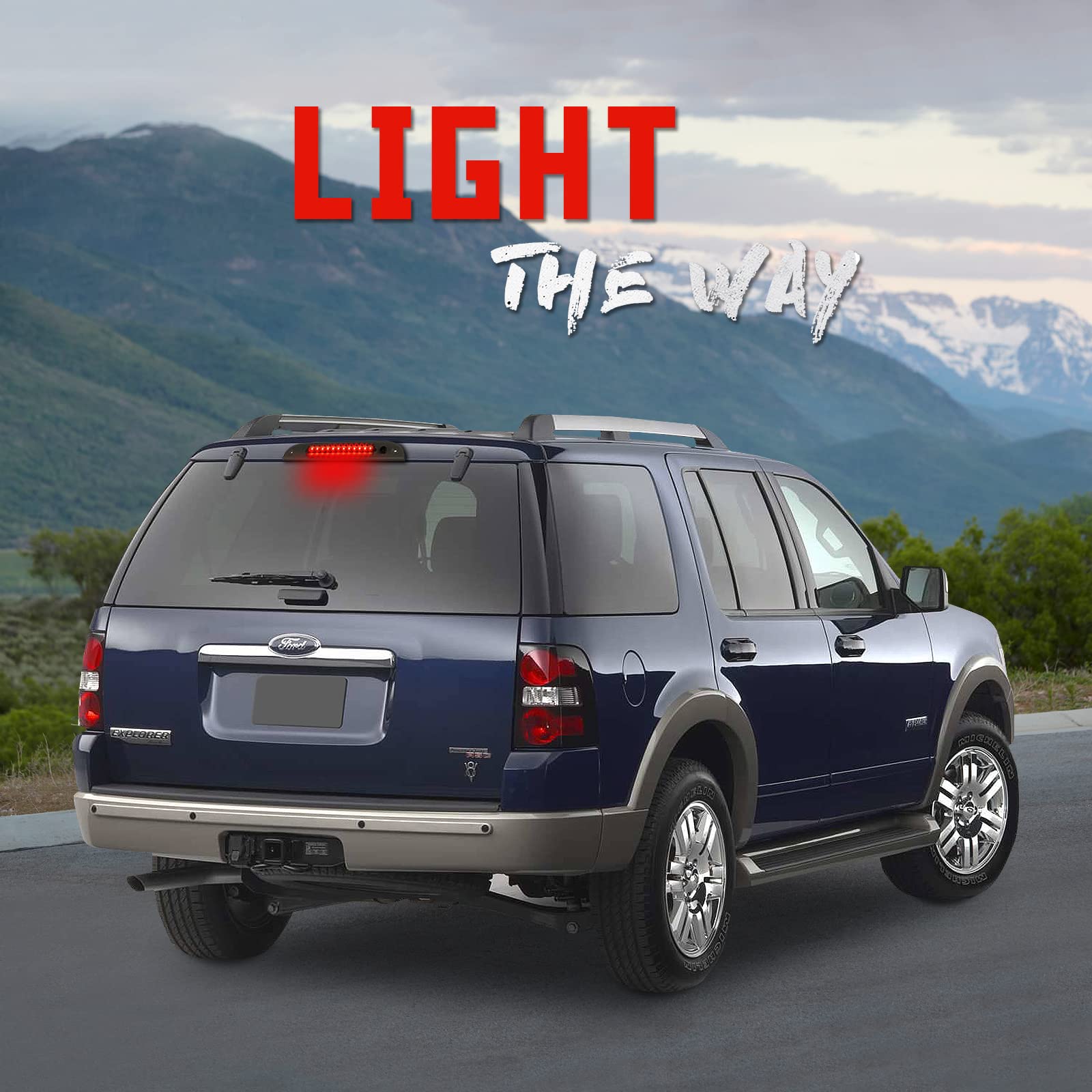 For Ford Escape Explorer & Mercury Mariner Mountaineer Rear High Mount LED 3rd Third Tail Brake Light Stop Light (Chrome Housing Smoke Lens - View #7