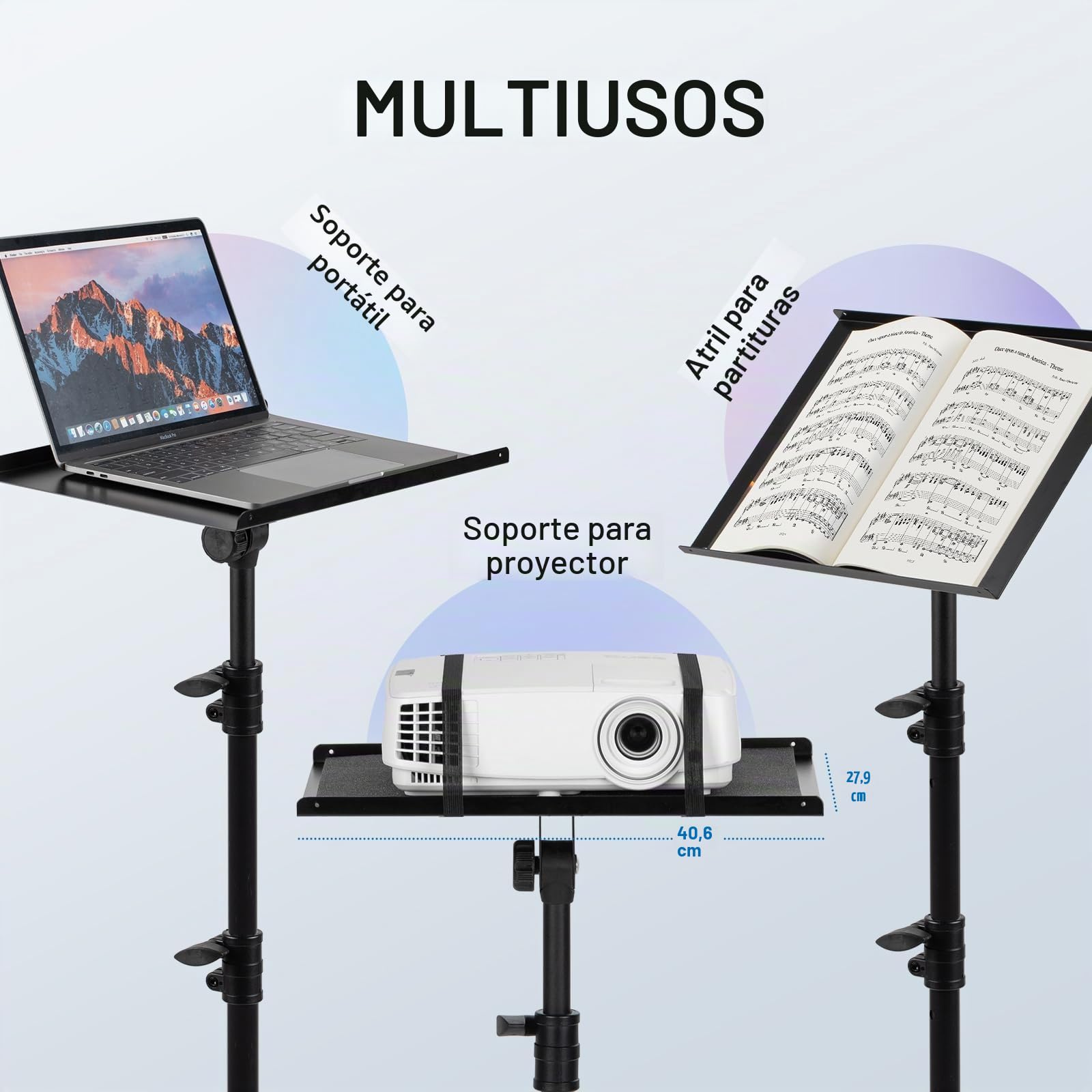 CAHAYA CY0331 - Soporte de trípode para proyector, portátil, multifuncional, con altura ajustable para películas al aire libre, computadora, libro, equipo de DJ