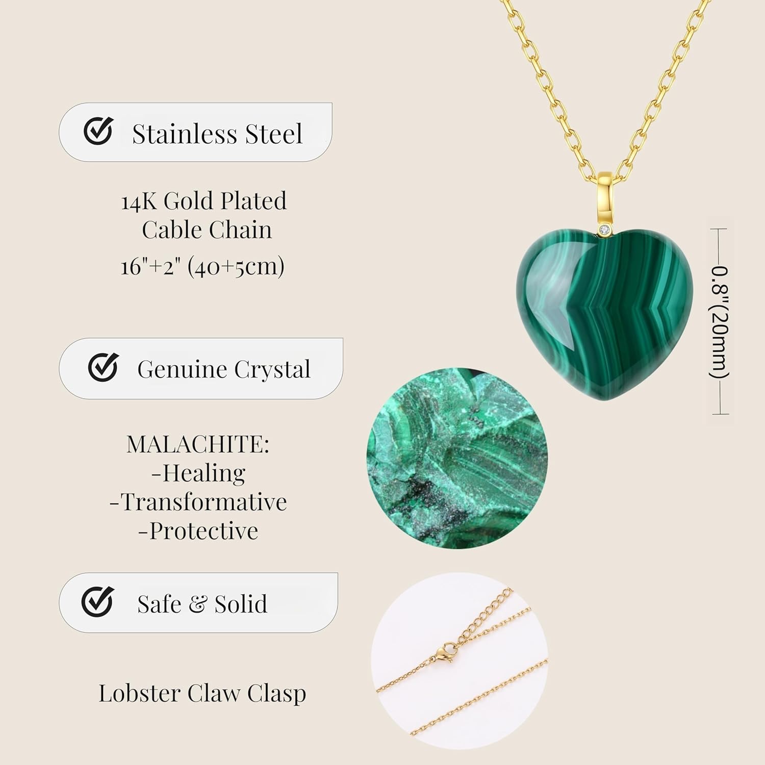 COAI 18K Gold Plated Stainless Steel Heart Necklace for Women, Crystal Necklace for Women - Image 3