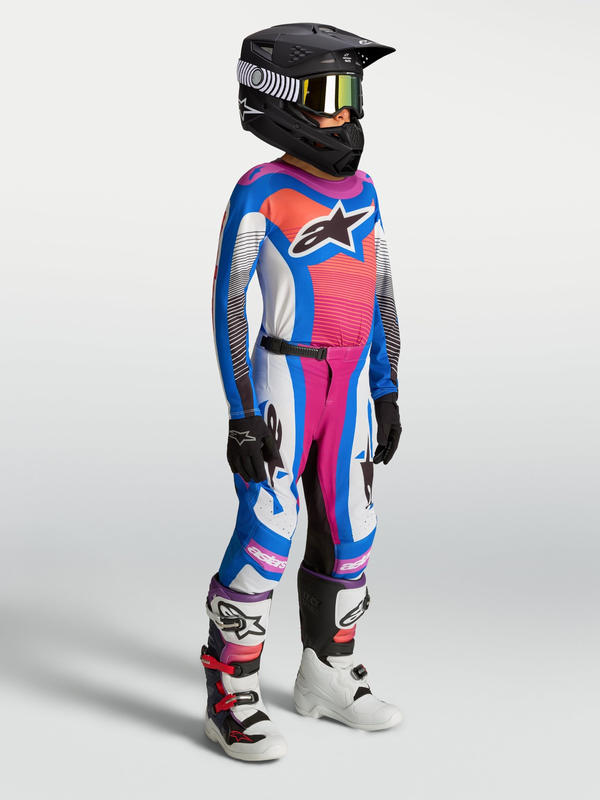 Alpinestars Supertech Maven Pantaloni Motocross Giovanili, nero/bianco/blu/rosso, 28