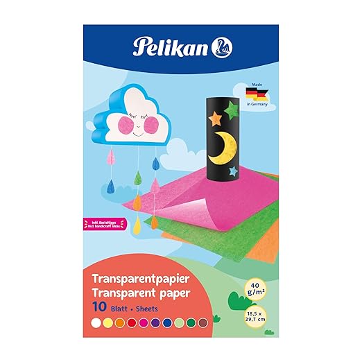 Pelikan Transparentpapier in Mappe, 18,5 x 29,7 cm, 10 Blatt, hochwertiges Transparent-Zeichenpapier für Schule, Basteln & Zeichnen Pelikan Transparentpapier in Mappe, 18,5 x 29,7 cm, 10 Blatt, hochwertiges Transparent-Zeichenpapier für Schule, Basteln & Zeichnen
