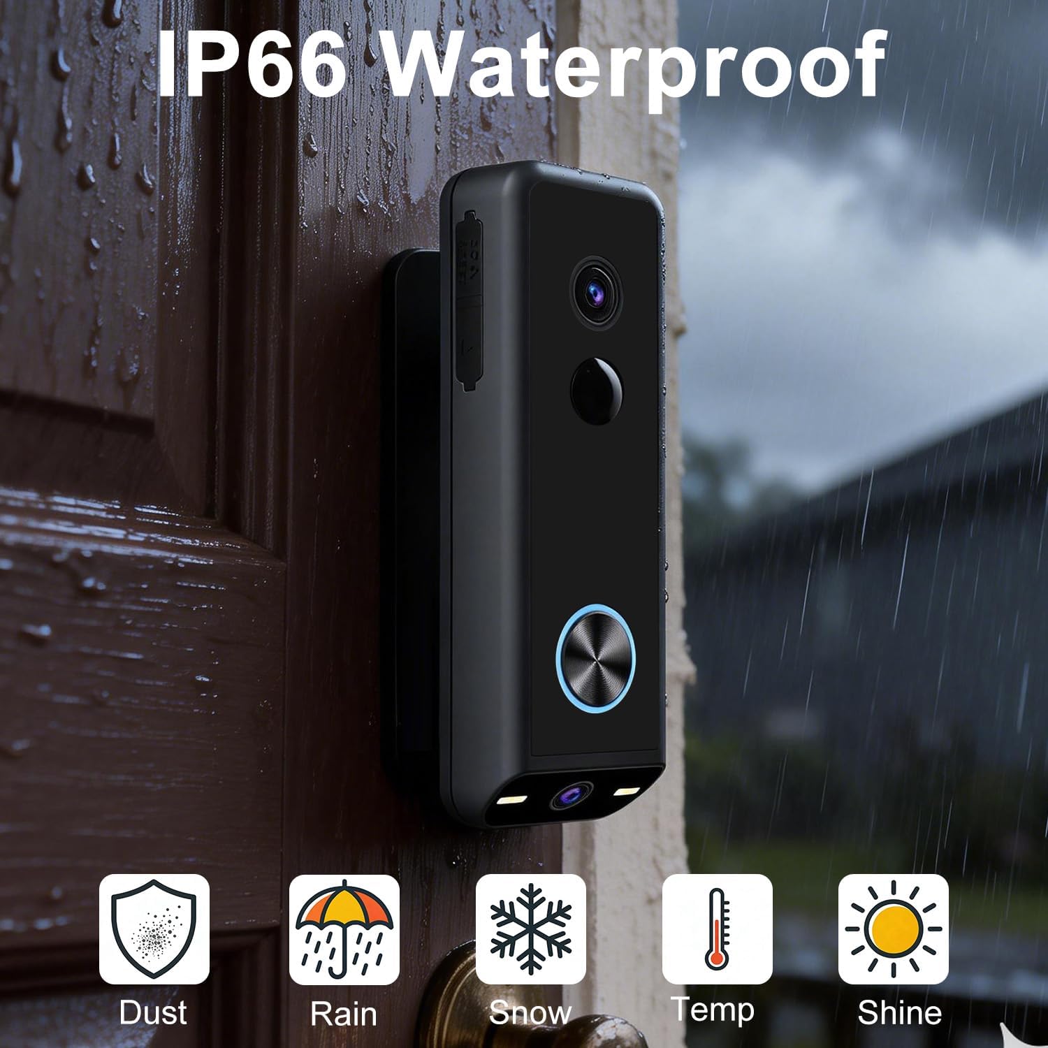 Doorbell Camera Wireless ,2K HD Dual Cameras &Head-to-Toe View ,Battery Powered/Wired Video door bell with Chime,No Subscription,Delivery Guard,Motion Detection,Works with Alexa&Google(Only 2.4G WIFI)