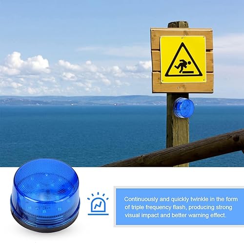 Miniatura 9 de Cyrank Luz estroboscópica LED, luces intermitentes de seguridad de advertencia azul de 12 V con alarma de emergencia de sonido, flash de triple