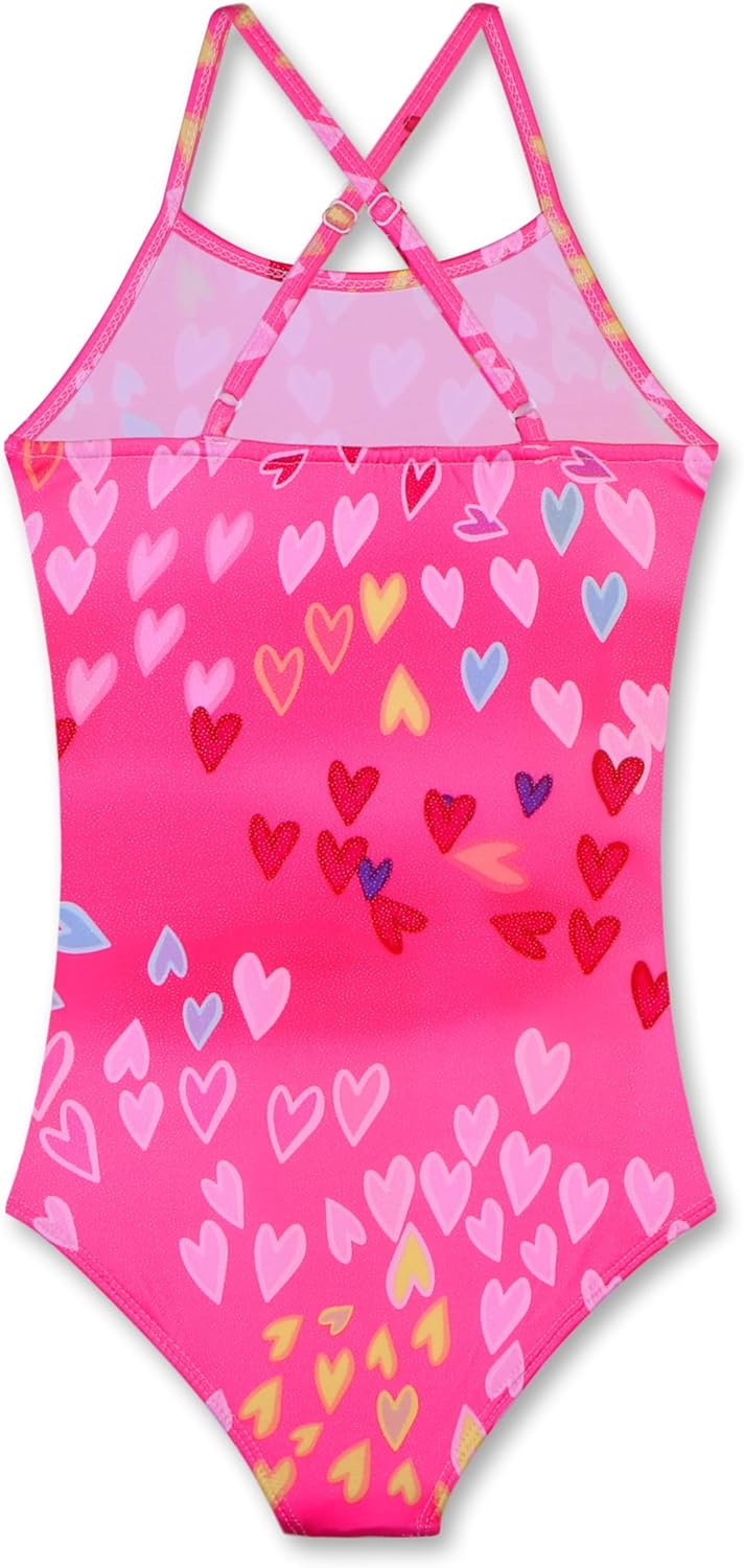 LUOUSE Girls Sparkle Swimsuits Quick Dry Crossback One Piece Beach Swimwear Bathing Suit with Adjustable Strap 4-9 Years - Image 2