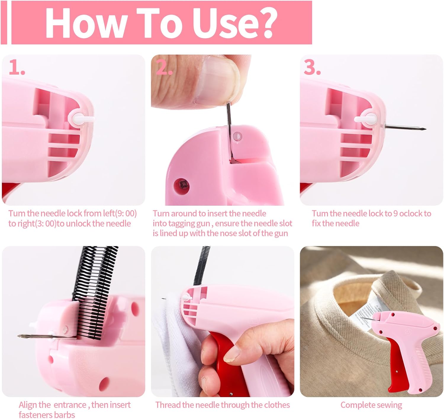 Stitch Gun for Clothes Includes 3 Needles,4000 Pcs Fasteners(2000 White & 2000 Black),Speedy Clothing Fixer,Tagging Gun - Image 7