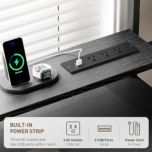 Miniatura 4 de Escritorio para juegos en forma de L con estantes de almacenamiento de 5 niveles, escritorio reversible en forma de L de 53 pulgadas con toma de