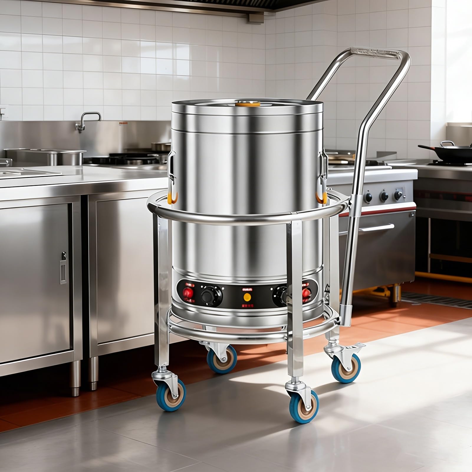 Chariot en acier inoxydable pour soulager le dos lors du transport de marmite