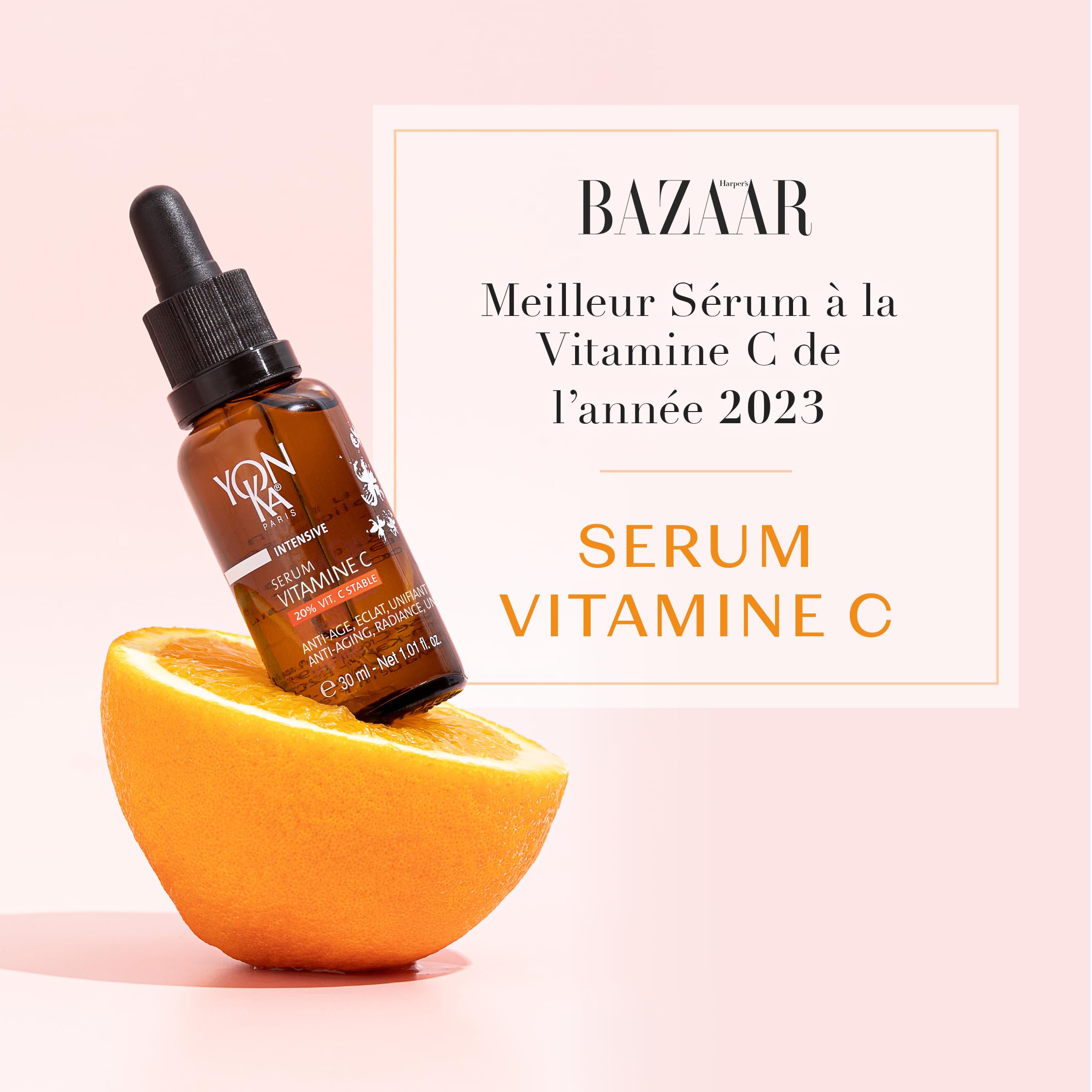 Yonka Sérum Vitamine C 30ml - Texture Huile - Anti-Âge, Éclat et Unifiant Illumine et Réduit les Taches - 20% de Vitamine C Stable - 99,9% d’Ingrédients d’Origine Naturelle