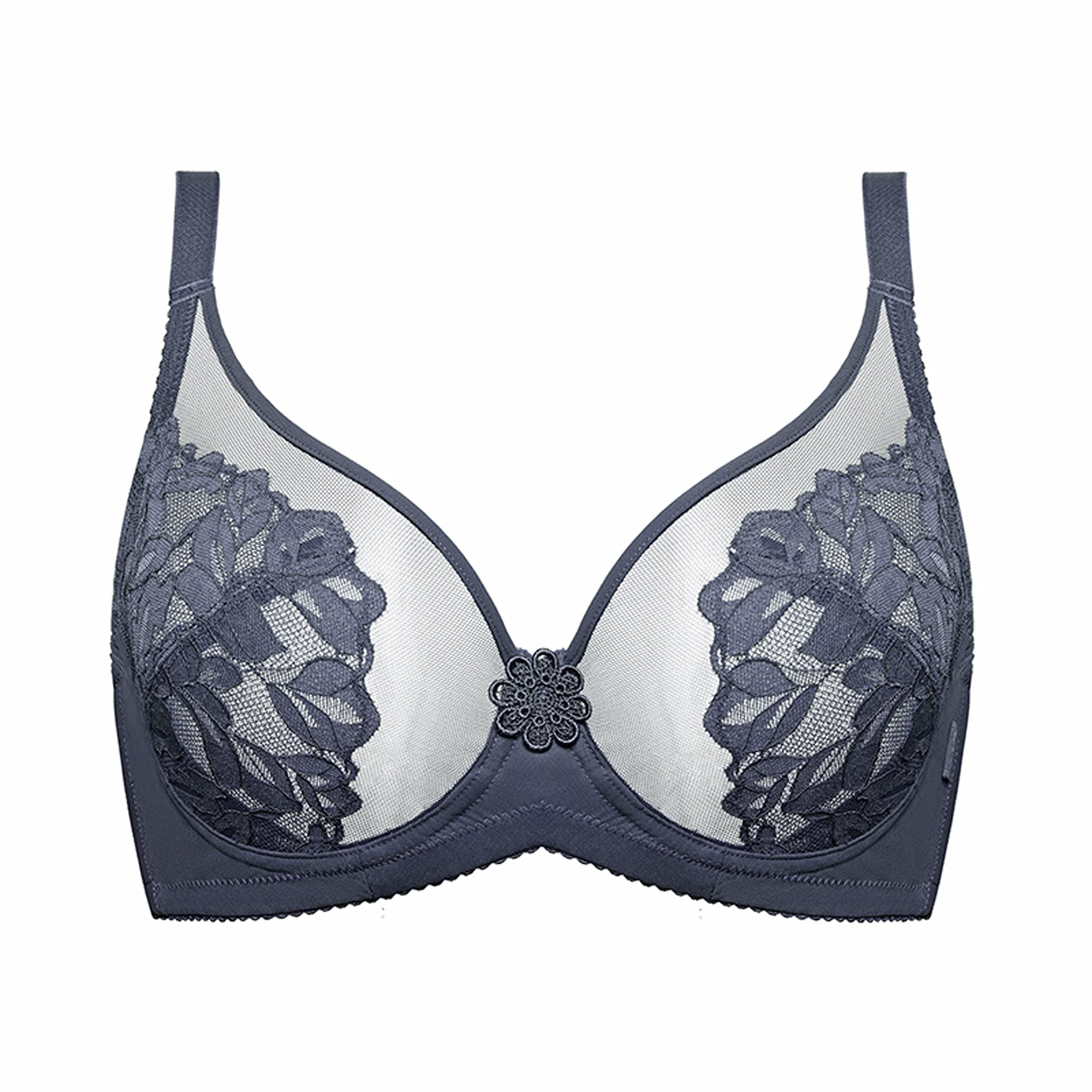 Soutien-gorge femme 75E avec lingerie push-up bleue en dentelle
