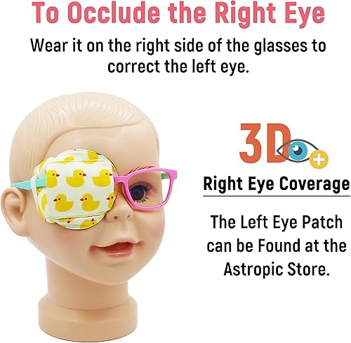 Miniatura 6 de Parche para ojos de algodón y seda 3D para niños, parche de ojos para niñas para gafas  Parche médico para niños con ojo perezoso (pato amarillo,