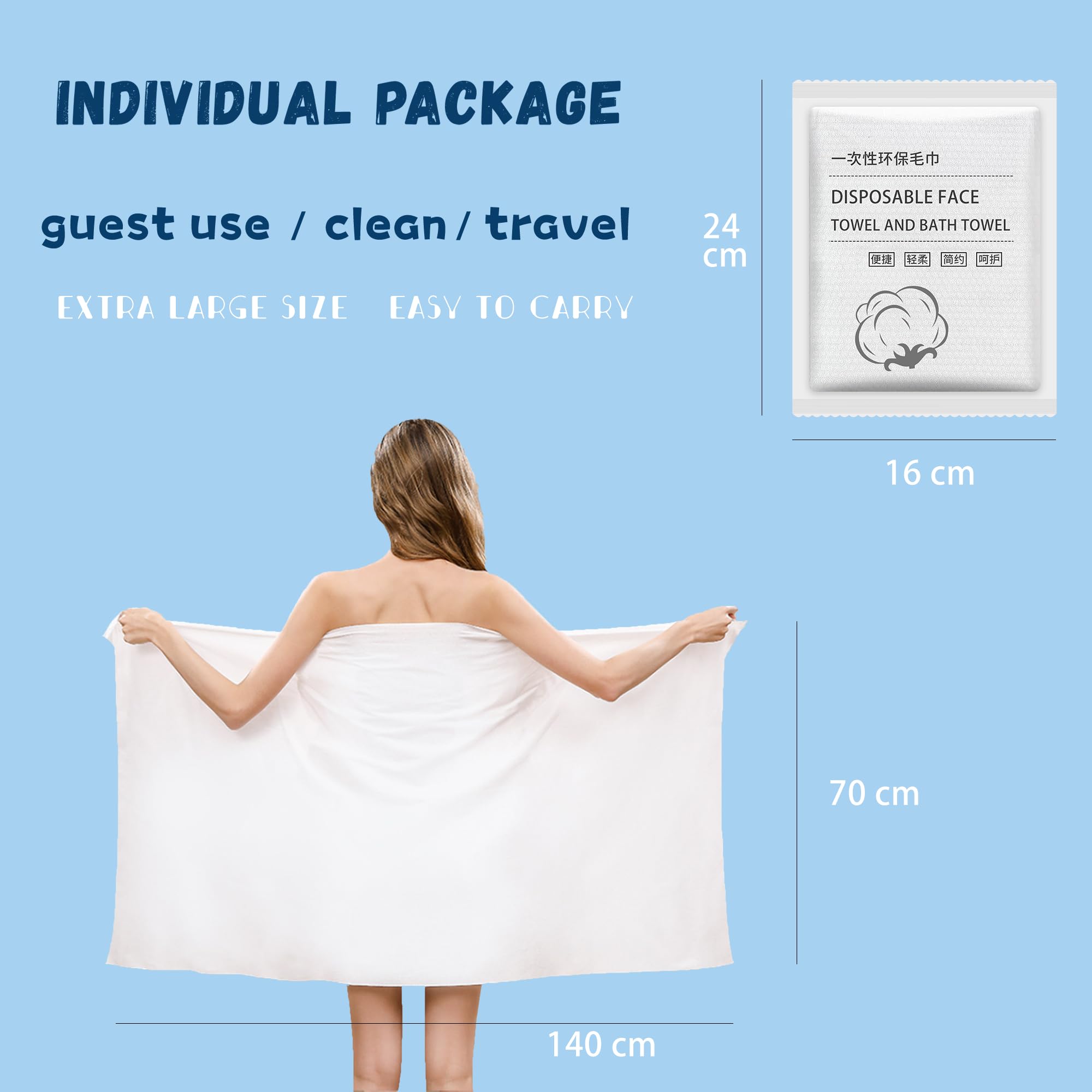 Asciugamani Bagno usa e Getta - 6 Unità 140 * 70 cm Asciugamani Doccia Compressi Grandi - Compresse Asciugamani Cucina per Viaggio Sportivo