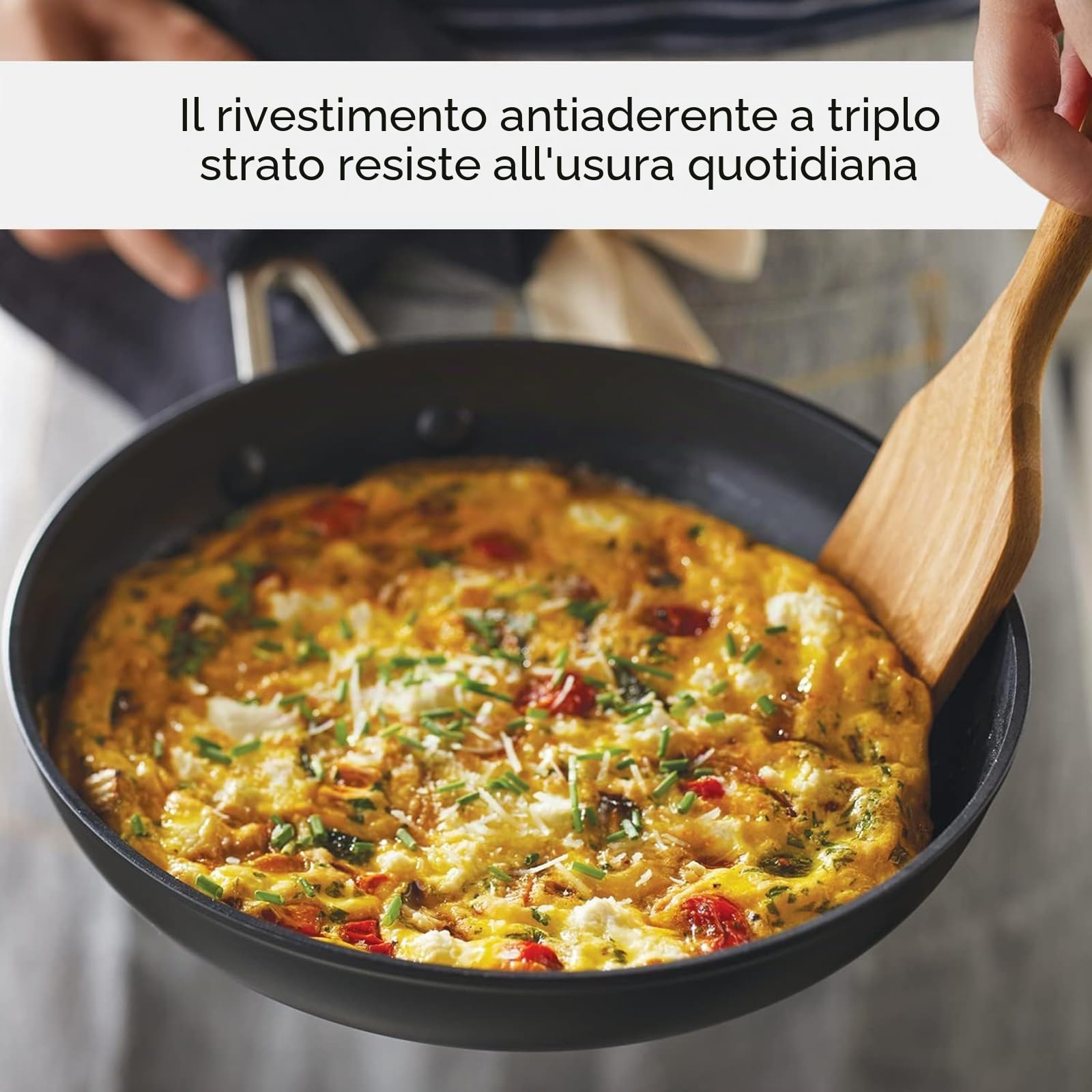 KitchenAid Set di padelle antiaderenti anodizzate a induzione con coperchio, 3 pezzi, 20,3 e 25,4 cm, resistenti, riscaldamento uniforme, lavabili in lavastoviglie e utilizzabili in forno, facili da