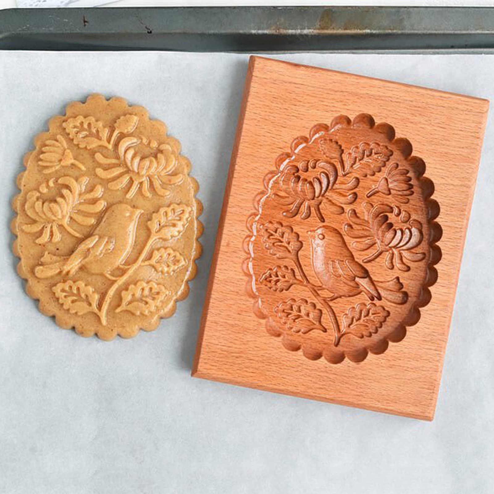 Keksausstecher, Plätzchenformen aus Holz, Kekse, umweltfreundlich geschnitzte Shortbread-Stempelprägung for Muffin-Mondkuchen, Plätzchenkekse
