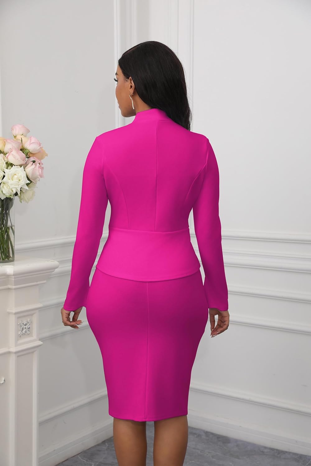 Women's Suits 2 Piece Skirt Set Business Work Outfits Blazer Dress Jacket Pencil Skirts Suit Sets - Image 6