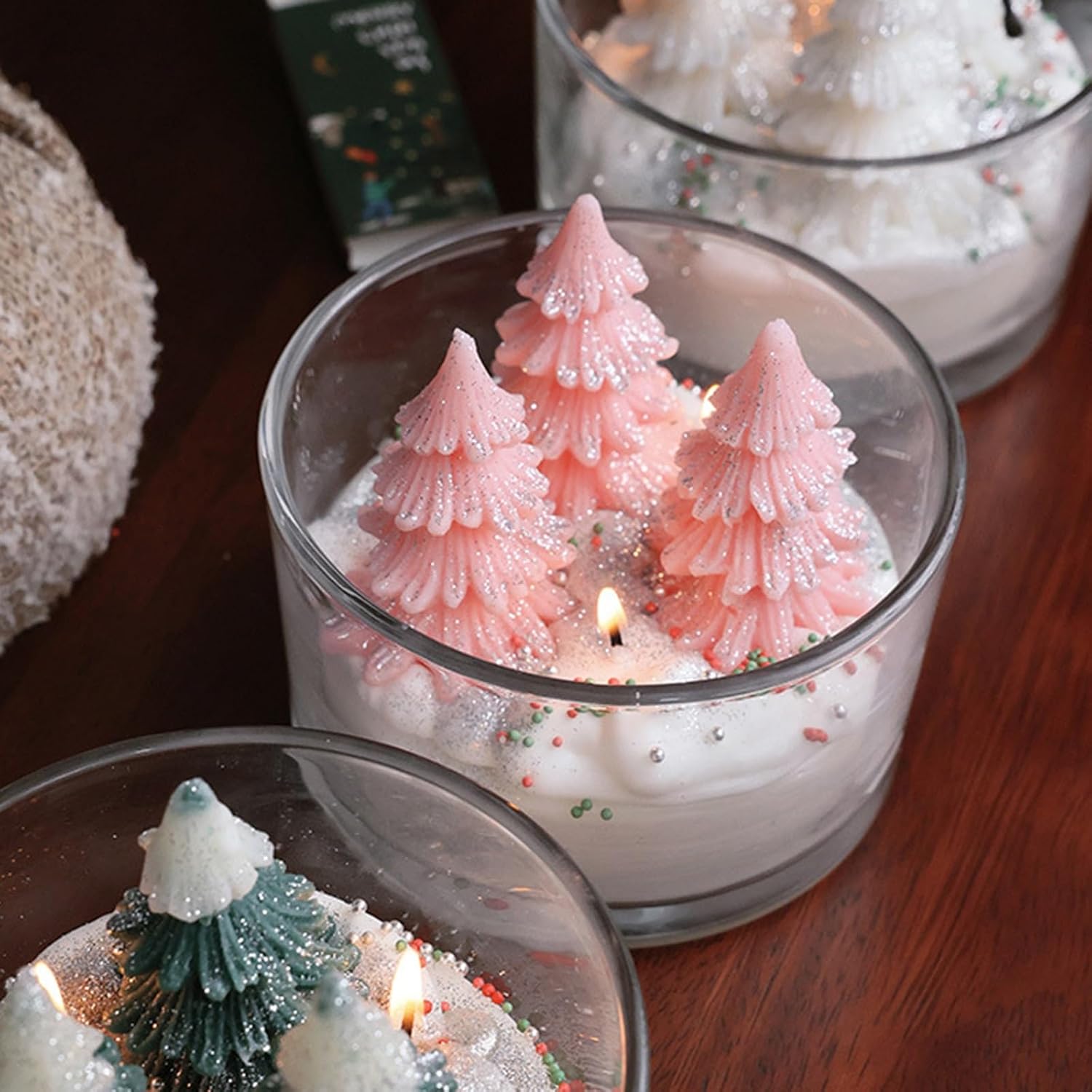 Viral Handmade Delicate Aspen Christmas Tree Candle - Pink