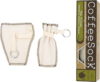 CoffeeSock â€™The Originalâ€™ Reusable 100% Organic Cotton TeaSock - 2 pack Reusable Tea Filters | Coffee Sock Cloth Tea Filter | Zero-Waste & Eco-Friendly