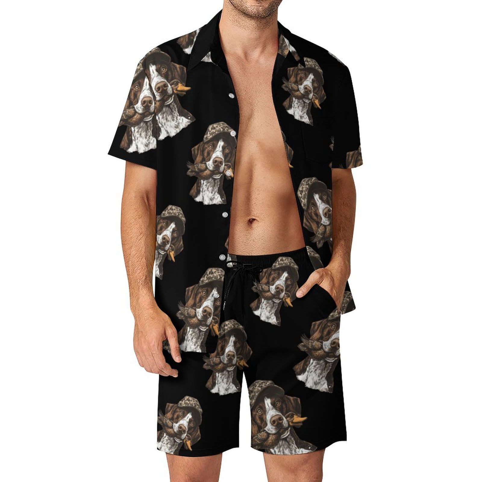 Conjunto de dos piezas de camisa de botones y pantalones cortos de caza 8