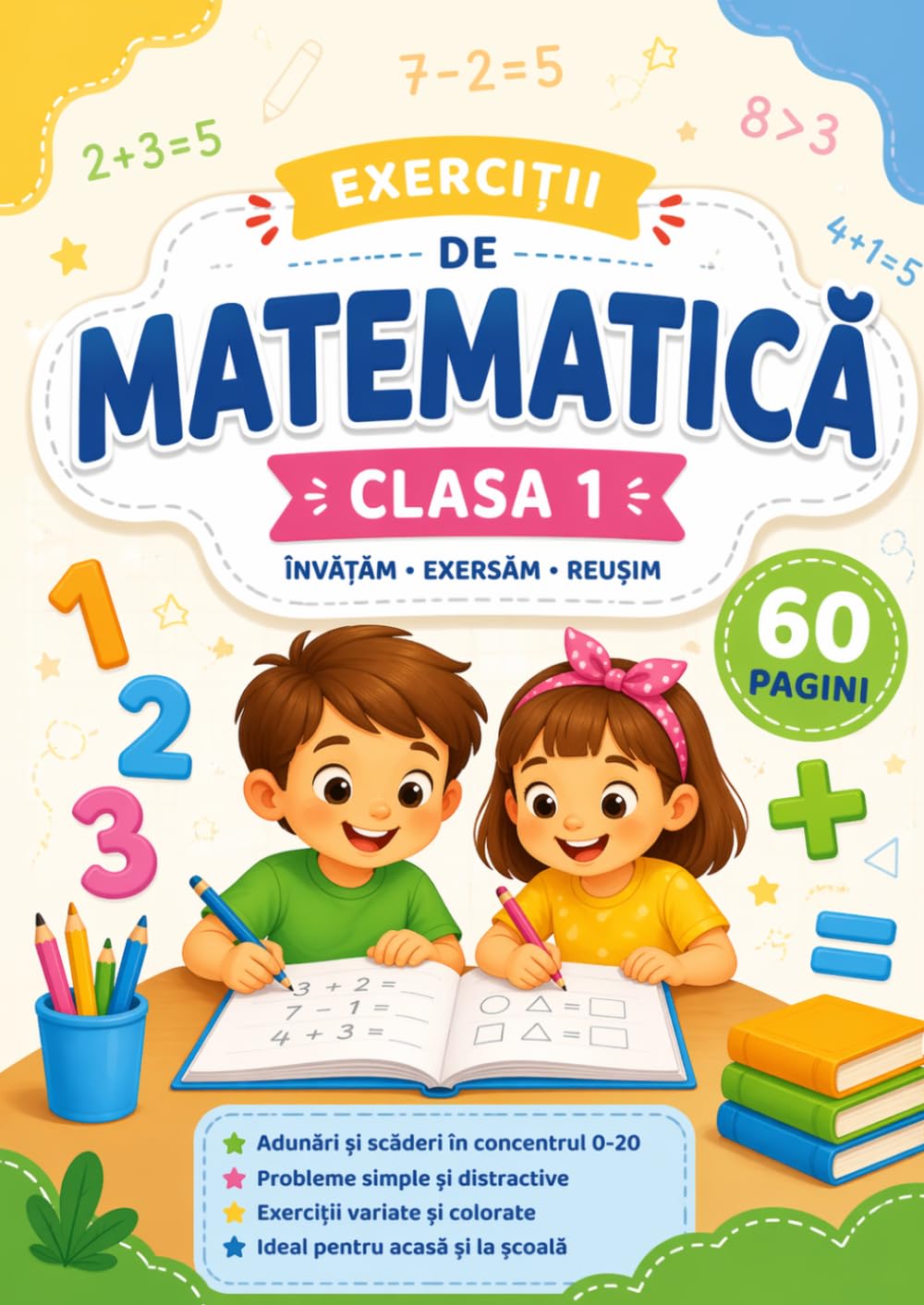 60 de fișe practice pentru dezvoltarea logicii, scrierii și înțelegerii.: Activități practice pentru dezvoltarea abilităților de învățare. (Învățăm Matematica Distractiv)