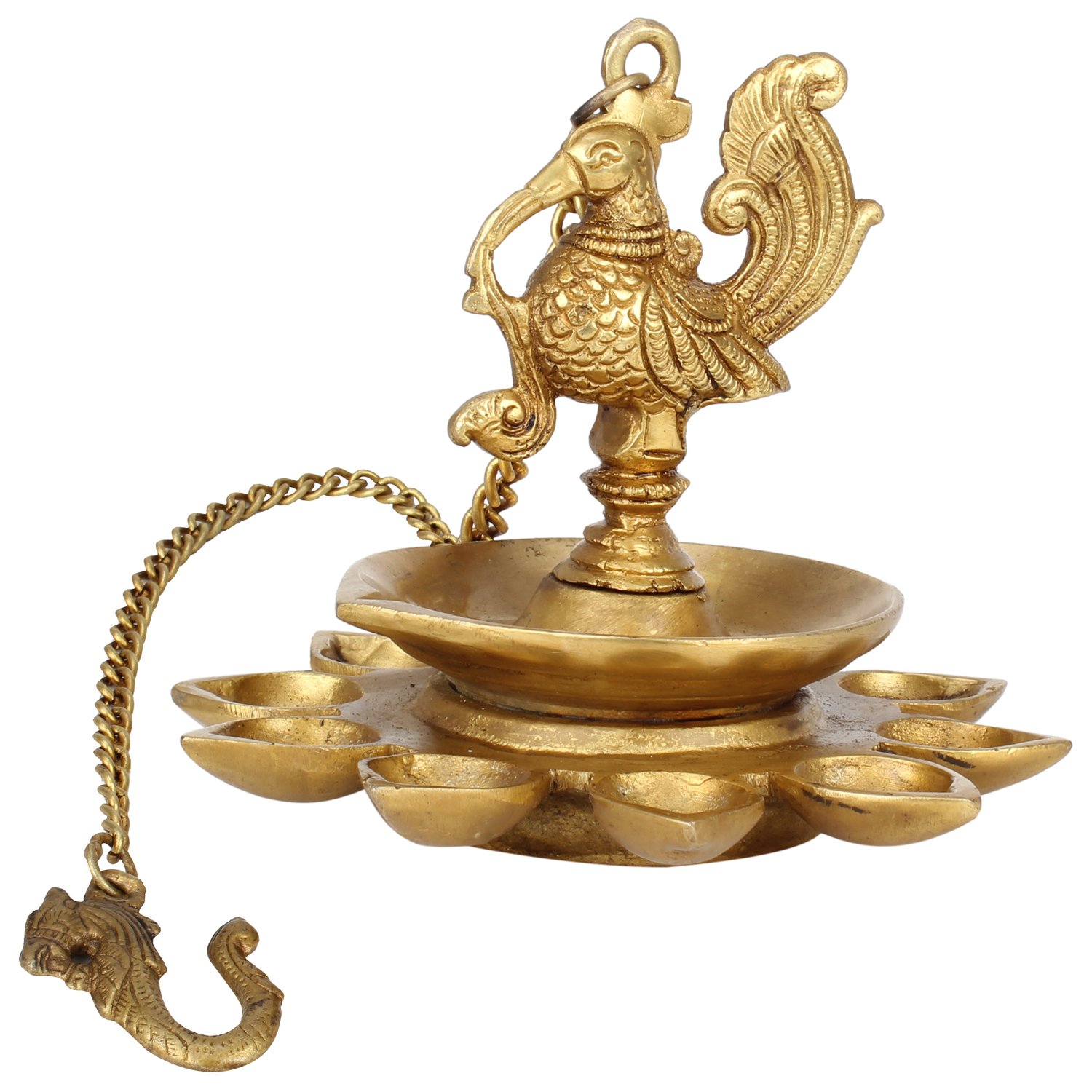 Kartique Diya-Lampe zum Aufhängen, Messing, mit 17,8 cm Höhe, antiker Stil für Heimdekoration, Puja und Geschenk