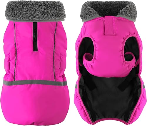 Miniatura 7 de Dogcheer Warm Dog Coat, Christmas Dog Jacket Waterproof Puppy Winter Coat with Buckles, Reflective Adjustable Pet Snow Jacket Turtleneck Fleece