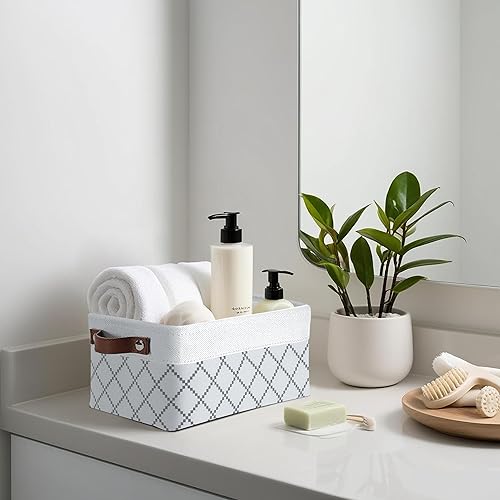 Miniatura 10 de DECOMOMO - Contenedores plegables de almacenamiento canastas resistentes de tela con asas para organización de estantes habitación del bebé juguetes