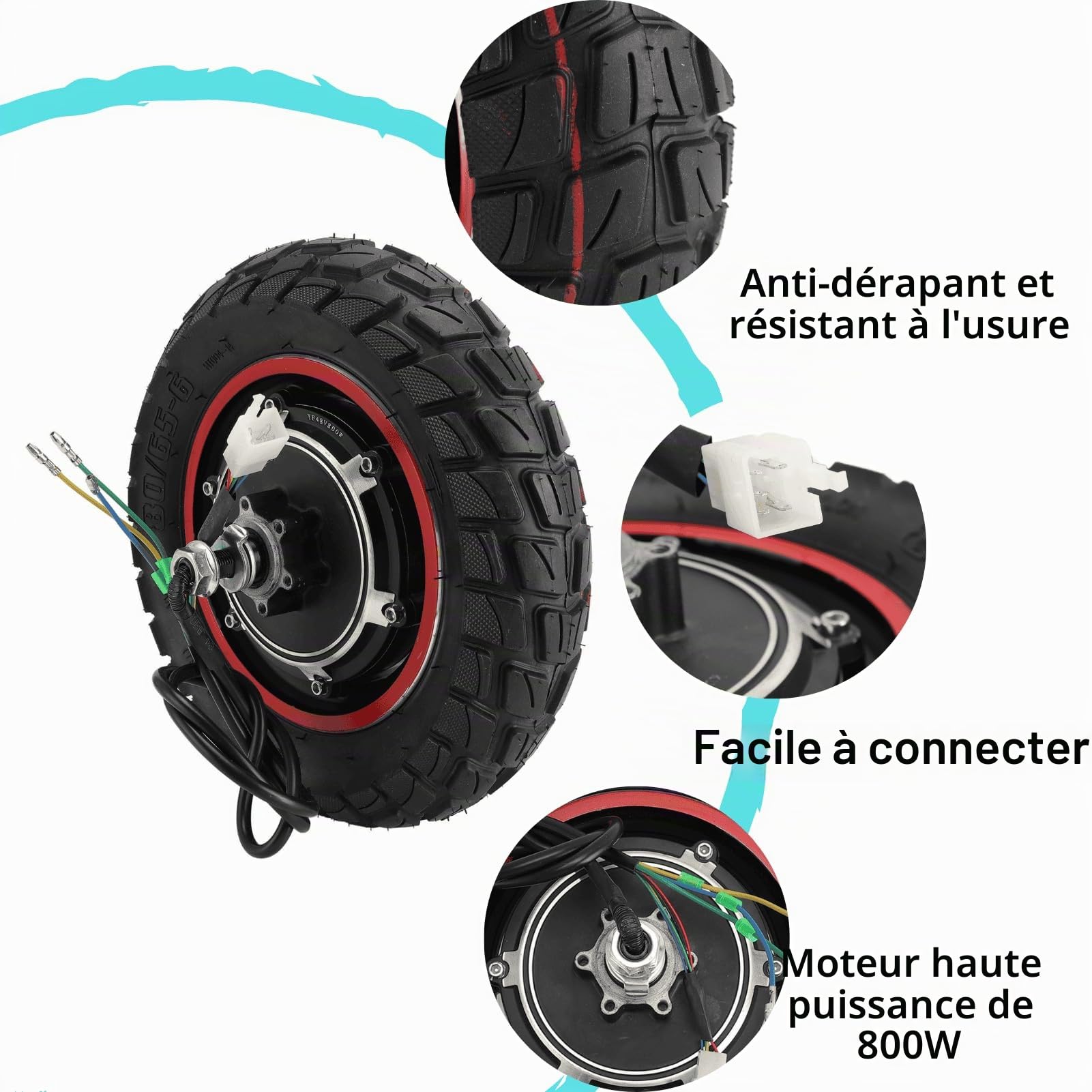 Roue Arrière du Moteur de Moyeu de Scooter Électrique pour KUGOO M4 M4pro, 48V 800W Moteur d'Entraînement de Roue Arrière de Trotinette Électrique de 10 Pouces