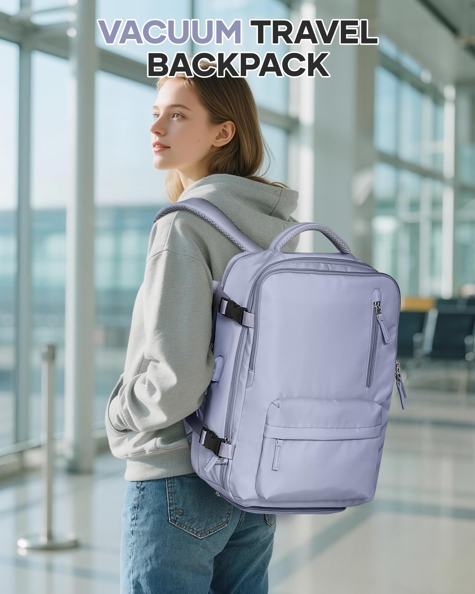 SZLX Zaino Ryanair 40x30x20 Sottovuoto Bagaglio a Mano 40x20x25 Donna Zaino da Viaggio 40x30x20 Wizzair Borse da Cabina per Easyjet 45x36x20 Uomo per Laptop 14 Pollici con Porta USB e Porta Scarpe