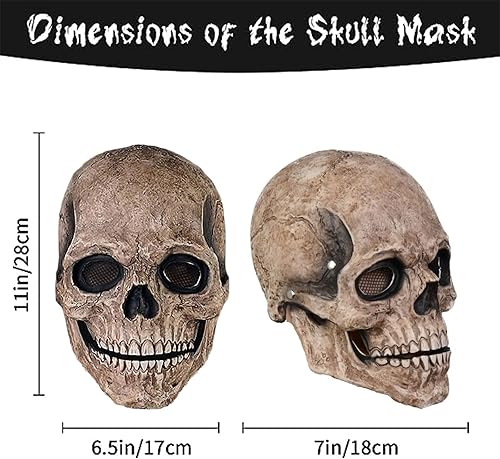 Miniatura 6 de QCCX Máscara de Halloween, máscaras de calavera con mandíbula móvil, esqueleto aterrador de látex para fiesta de cosplay, máscara de calavera de