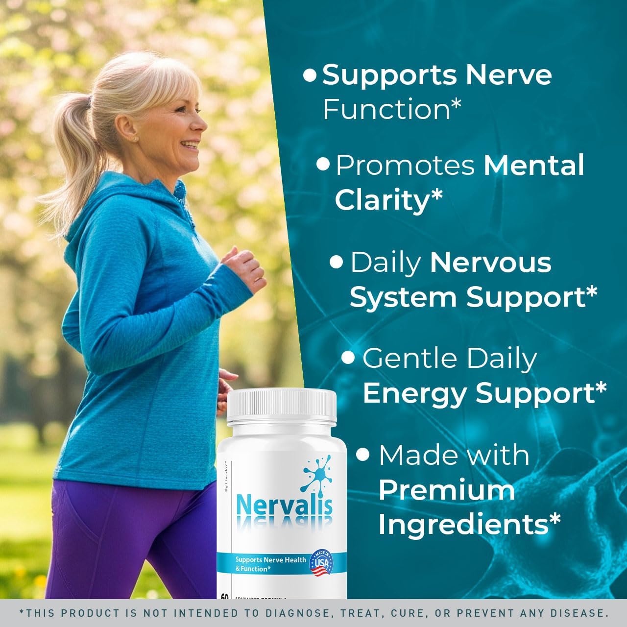 Nervalis Capsules - Official Nervalis Advanced Supplement Nerve Health Advanced Formula Daily Premium Brain & Memory Focus Natural Vitamins Support Overall Wellness, 60 Capsules for 1 Month