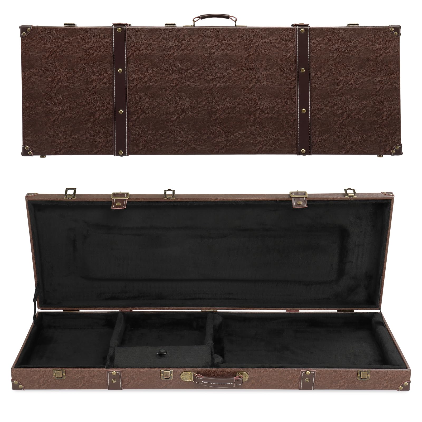 Ktaxon Electric Guitar Hard Case, Rectangle Wooden Standard 39-Inch Electric Guitars Hard-Shell Protective Carrying Case for KST/KTL/170 Model with Lock Latch Padding (Vintage Brown)