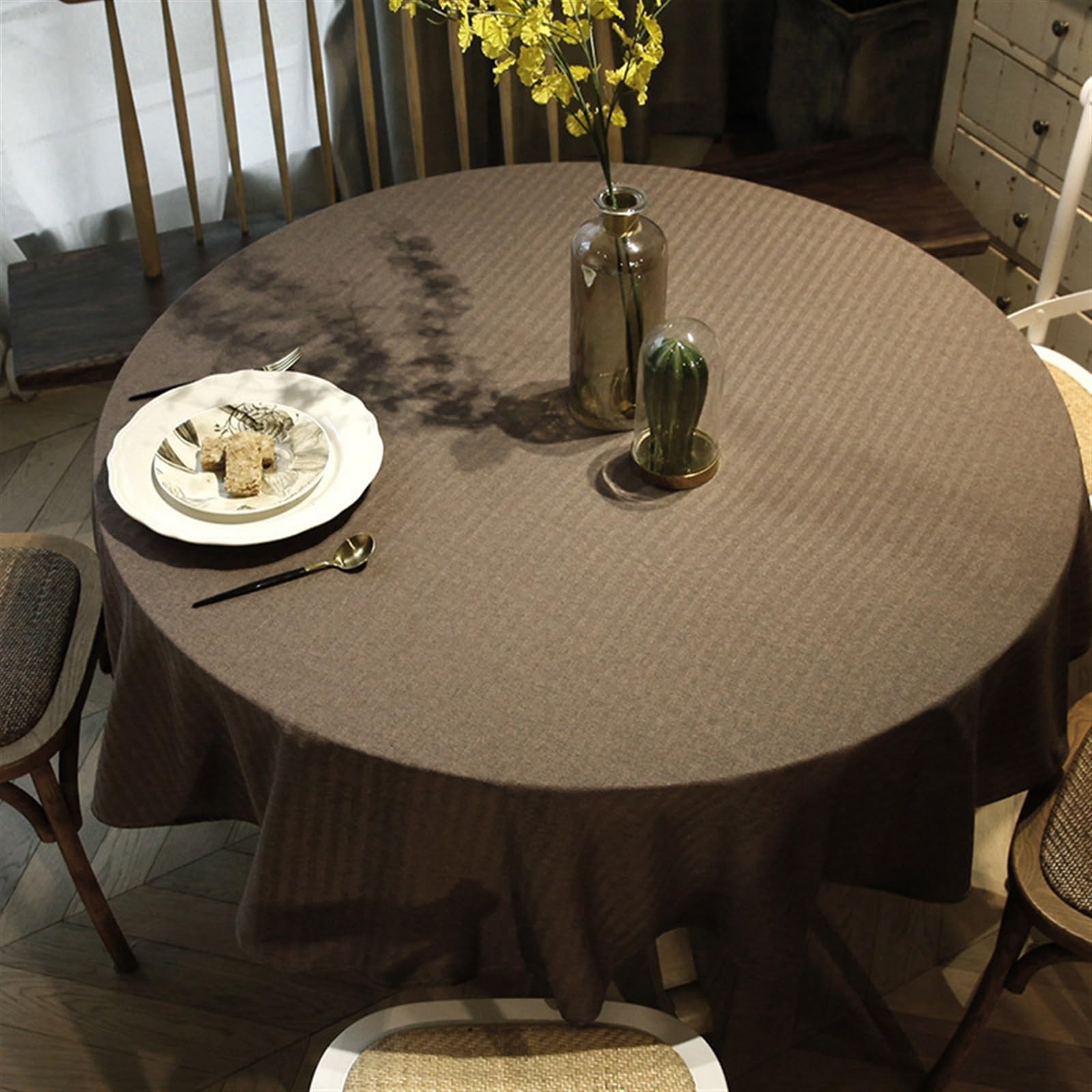 Nappe ronde en coton et lin 200cm protégez votre table ronde avec élégance et zéro contrainte