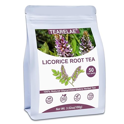 TEARELAE - Té de raíz de regaliz - 0.07 oz x 50 unidades - Bolsa de té de hierbas de raíz de regaliz natural 100% pura - Sabor deliciosamente dulce