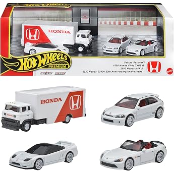 Hot Wheels Premium Collector Set Assortment - Honda Type R Heritage Toy Vehicle Mini Car 4-Pack, Ages 3 and up, Multi GMH39-9